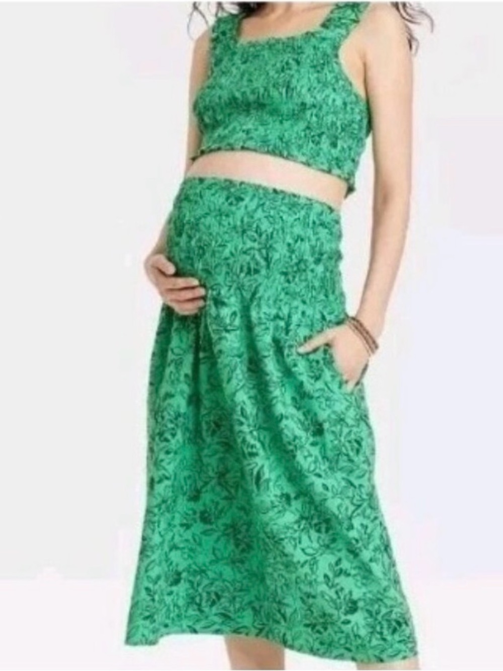 Isabel Maternity by Ingrid & Isabel Green Floral Maxi Skirt